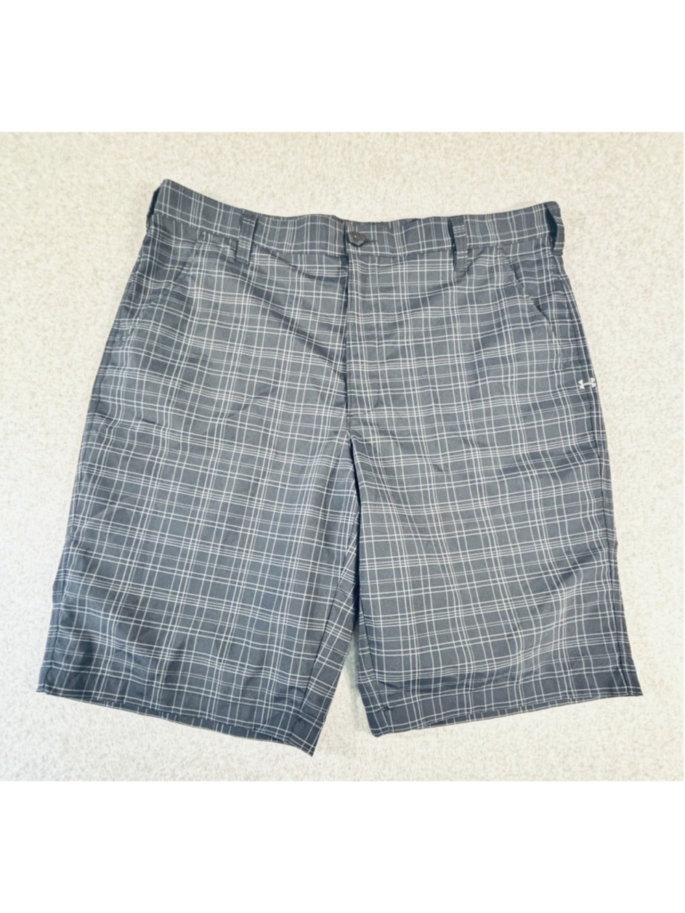 Under Armour Golf Shorts Mens 38 Gray Plaid Stretch Performance‎ Casual